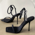 2025 New Square Toe Women Sandals Crystal Letters Decor Women Pumps Sexy High Heels Silk Wedding Dress Shoes Gladiator Sandal