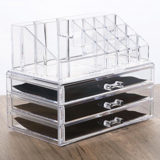 Desktop Drawer Makeup Organizer Acrylic Multi-Layer Makeup Storage Box PS Transparent Rack for Lipstick Skin Care Stack