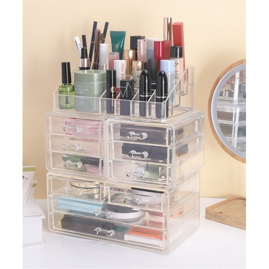 Desktop Drawer Makeup Organizer Acrylic Multi-Layer Makeup Storage Box PS Transparent Rack for Lipstick Skin Care Stack