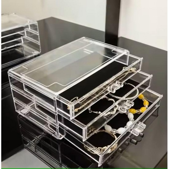 Desktop Drawer Makeup Organizer Acrylic Multi-Layer Makeup Storage Box PS Transparent Rack for Lipstick Skin Care Stack